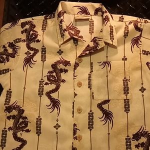 XG Island Tropic Boys Large Dress Shirt Tan with D